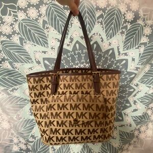 Michael Kors Brown Signature Tote Bag with Monogram Pattern